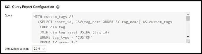 Nexpose Tag Report - SQL Query Export Configuration - Post Validation